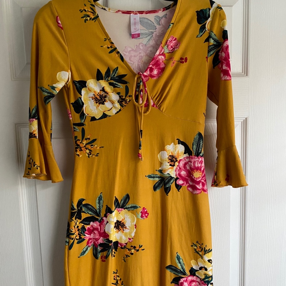 Yellow Floral Mini Dress